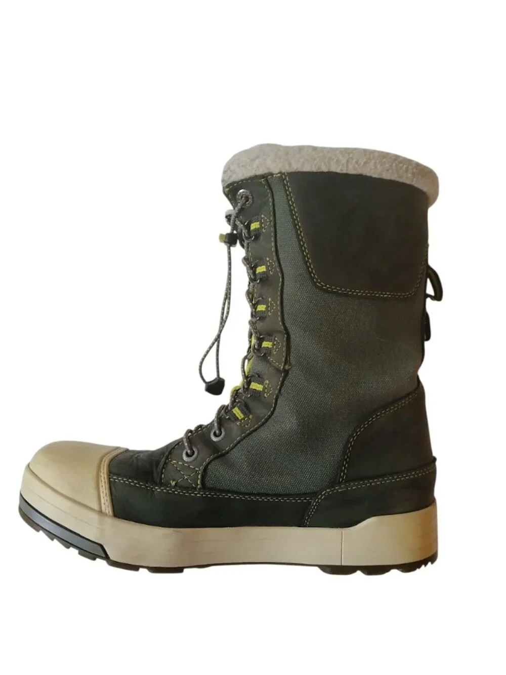 Keen Snow Rover green lined leather and canvas winter boots mens size 9.5